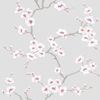 Wilko  Fresco Apple Blossom Grey and Pink Wallpaper