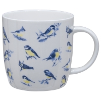 Partridges Kitchencraft KitchenCraft China Barrel Mug, 425ml, British Birds