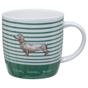 Partridges Kitchencraft KitchenCraft China Barrel Mug, 425ml, Stripe Dog