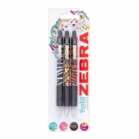 Wilko  Zebra Funky Ball Point Pen Black Medium x 3
