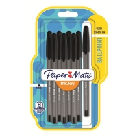 Wilko  Paper Mate Inkjoy Black Ballpoint Pens 8 pack