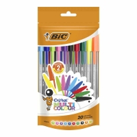 Wilko  Bic Cristal Multicolour Ballpoint Pen Assorted 20pk