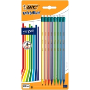 Wilko  Bic Evo Striped Pencil with Eraser 8 pack