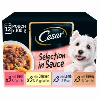Wilko  Cesar Pouch Selection in Sauce Dog Food 12x100g