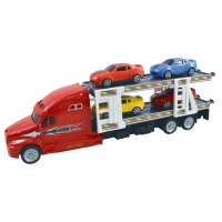 QDStores  Team Power Transporter Truck With 4 Cars Red 30cm