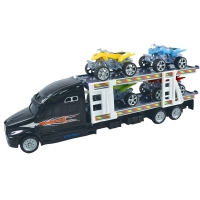 QDStores  Team Power Transporter Truck With 4 Quad Bikes Black 30cm
