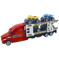 QDStores  Team Power Transporter Truck With 4 Quad Bikes Red 30cm