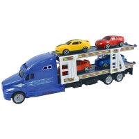 QDStores  Team Power Transporter Truck With 4 Cars Blue 30cm
