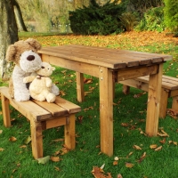 QDStores  Little Fellas 4 Seat Redwood Kids ECO Garden Bench & Table