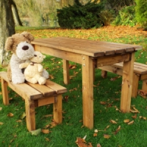 QDStores  Little Fellas 4 Seat Redwood Kids ECO Garden Bench & Table