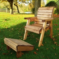 QDStores  One Seater Lounger Chair & Footstool Scandinavian Redwood Ga