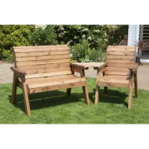 QDStores  3 Seat Angled Tete-a-tete Companion Love Seat Garden Bench &