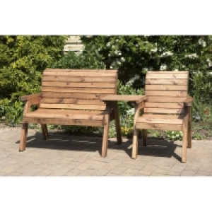 QDStores  3 Seat Straight Tete-a-tete Companion Love Seat Garden Bench