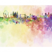 Wickes  ohpopsi London Skyline In Watercolour Wall Mural - XL 3.5m (