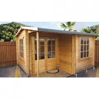 Wickes  Shire 12 x 15 ft Large Ringwood Double Door Log Cabin with C