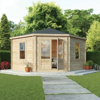 Wickes  Mercia 4m x 4m 28mm Log Thickness Corner Log Cabin with Asse