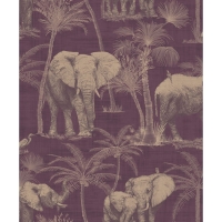 Wilko  Arthouse Wallpaper Elephant Grove Aubergine