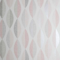 Wilko  Arthouse Opera Aziza Geometric Metallic Wallpaper Blush