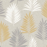 Wilko  Arthouse Wallpaper Linen Palm Ochre/Grey