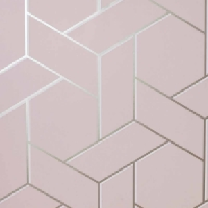 Wilko  Arthouse Parquet Geo Metallic Pink/Rose Wallpaper