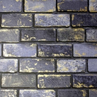Wilko  Arthouse Metallic Brick Effect Wallpaper Navy/Gold