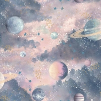 Wilko  Arthouse Glitter Planets Pink Wallpaper