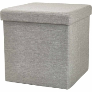Wilko Grey Faux Linen Cube Ottoman £10.00