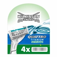 Wilko  Wilkinson Sword Quattro Titanium Coated Razor Blades 4 pack