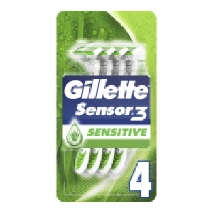 Wilko  Gillette Sensor 3 Sensitive Disposable Mens Razor 4 pack