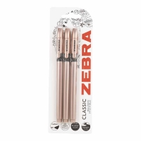Wilko  Zebra Rose Gold Smooth Ball Pens 3 pack