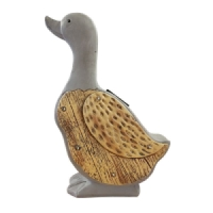 QDStores  Wooden Effect Solar Powered Duck Light