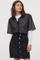 HM  Button-front denim skirt