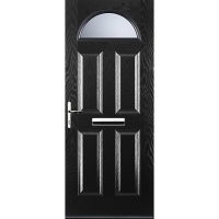 Wickes  Euramax 4 Panel 1 Arch Black Right Hand Composite Door 880mm
