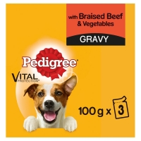Wilko  Pedigree Beef and Vegetable in Gravy Dog Food Pouches 3 x 10