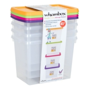 6.7L Pack of 4 Wham Stacking Plastic Storage Box & Asoorted  £9.99