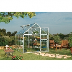 Wickes  Palram 6 x 8 ft Harmony Silver Aluminium Apex Greenhouse wit