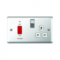 Wickes  Wickes 45A Cooker Switch & 13A Socket Polished Chrome Raised