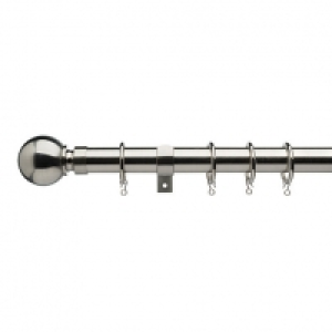 Universal Curtain Pole with Ball Finials - Satin Steel 28mm