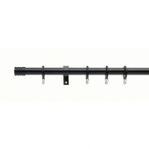 Universal Curtain Pole with Stud Finials - Black 28mm x 3m &pound;39.99