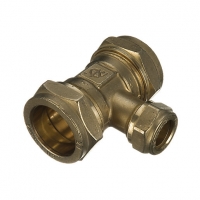 Wickes  Wickes Brass Compression Reducing Tee - 22 x 15 x 15mm