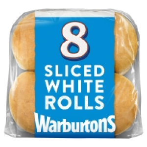 Warburtons 8 Soft White Sliced Rolls £1.00