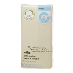 Wilko  Wilko 100% Cotton Cream Double Valance Sheet