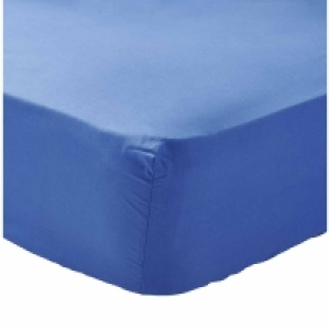 Wilko  Wilko Easy Care Denim Blue Double Fitted Sheet