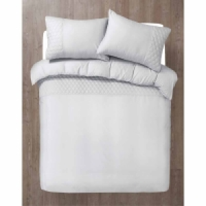 Wilko  Wilko Silver Grey Pinsonic Duvet Set Double