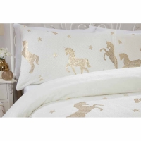 Wilko  Sleepdown Ivory Fleece Unicorn Single Duvet Set