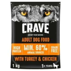 Wilko  Crave Natural Complete Dry Dog Food Turkey & Chicken 1kg