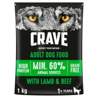 Wilko  Crave Natural Complete Dry Dog Food Lamb & Beef 1kg