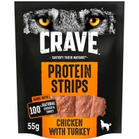 Wilko  CRAVE Protein Strips Turkey & Chicken 55g