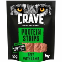 Wilko  CRAVE Protein Strips Beef & Lamb 55g