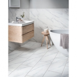 Wickes  Wickes Calacatta Matt White Glazed Marble Effect Porcelain W